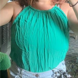 Teal Braided Halter Neck Blouse